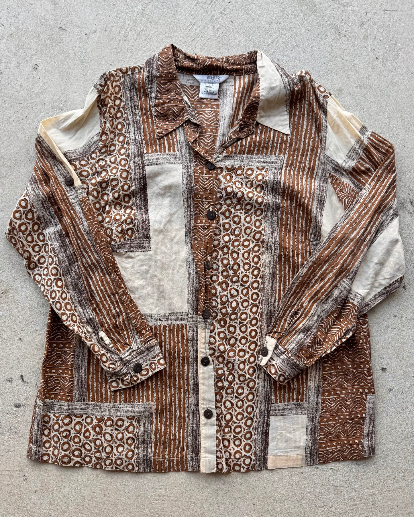 Vintage Patchwork Cotton Button Down