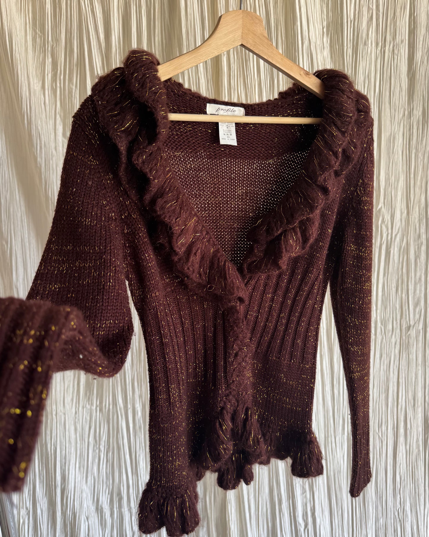 Brown & Metallic Cardigan Sweater