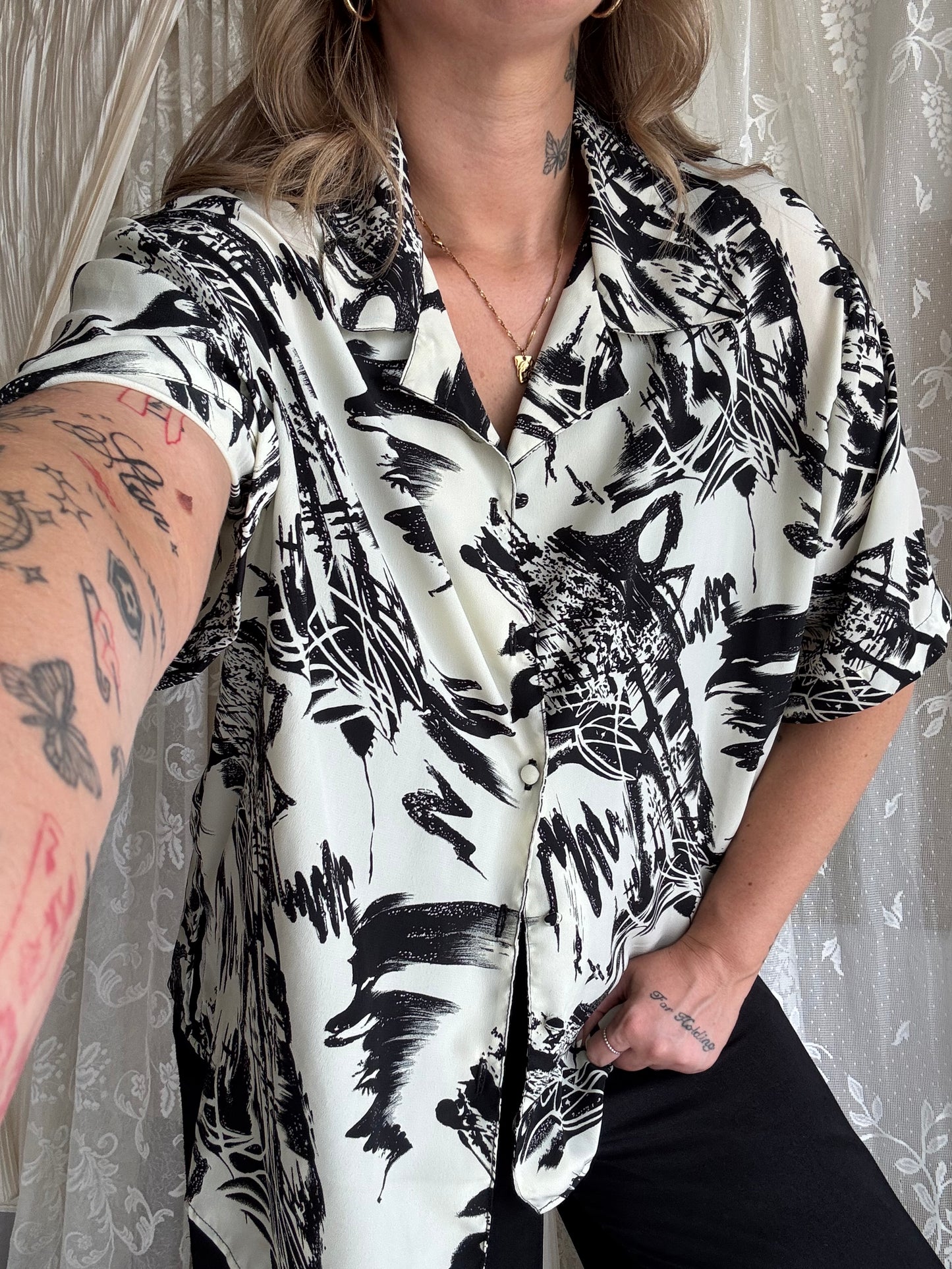 Cream and Black Shirt