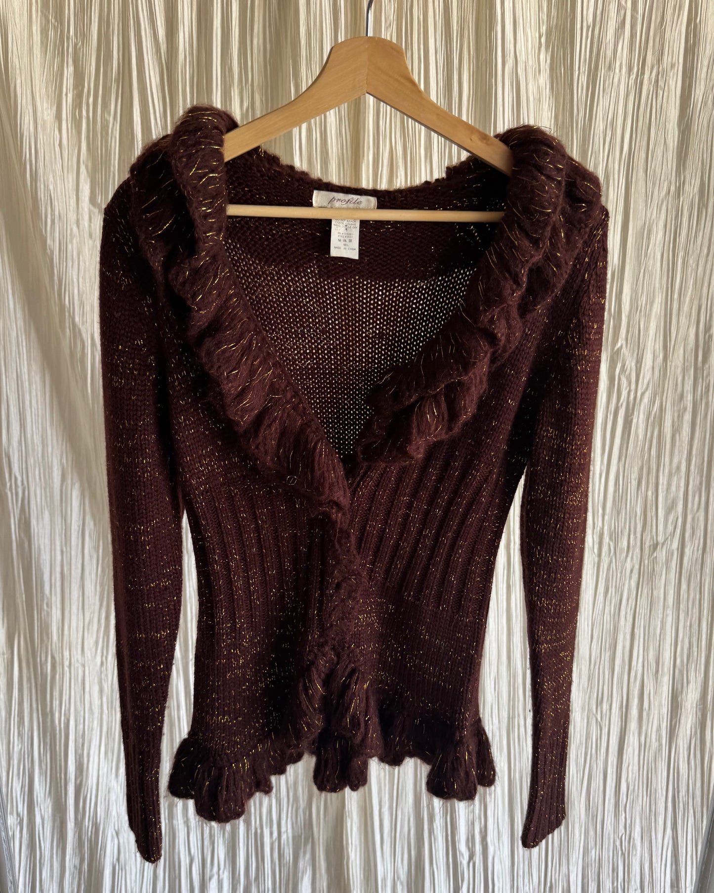 Brown & Metallic Cardigan Sweater