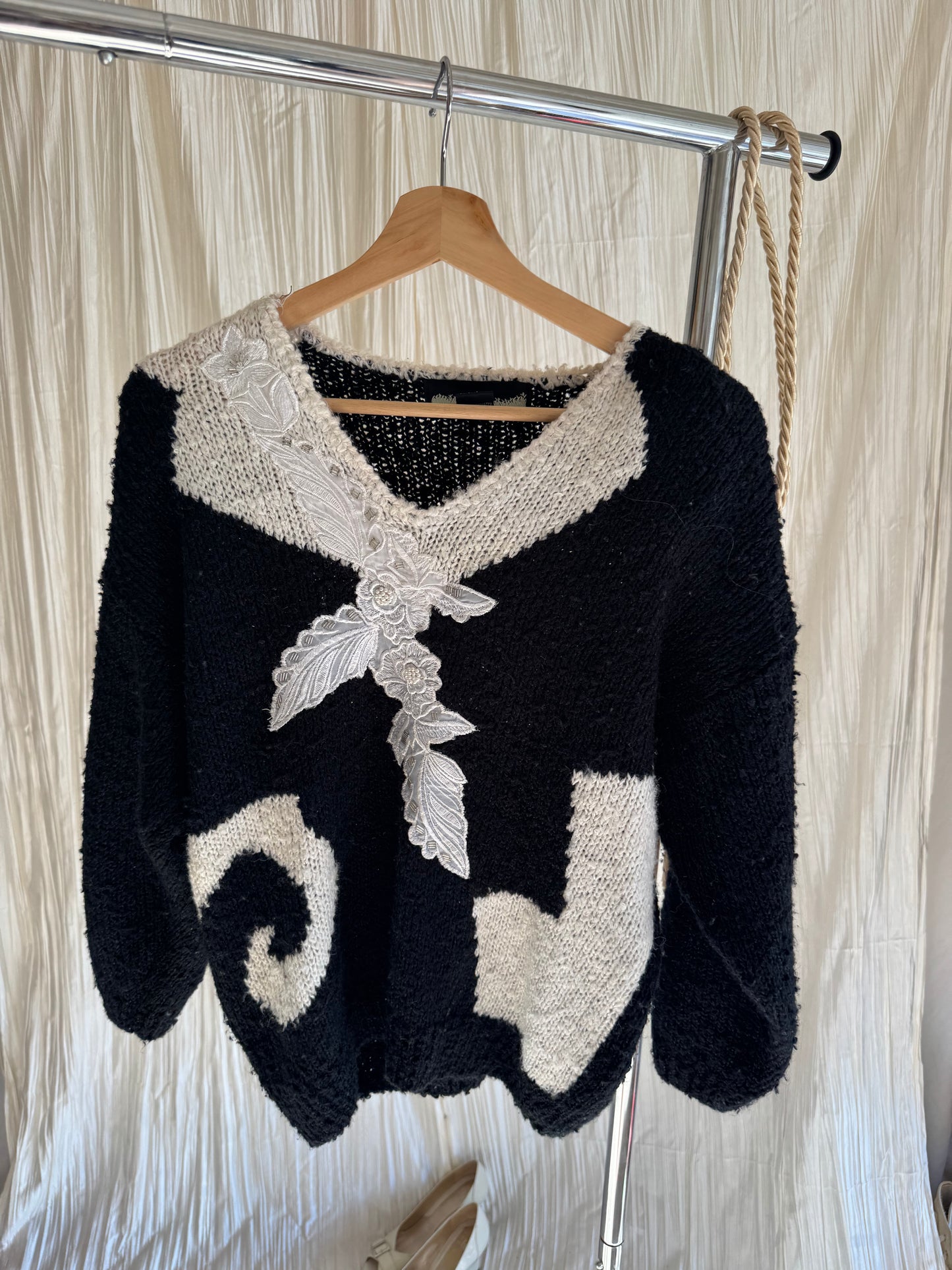 Vintage B&W Winter Knit Sweater