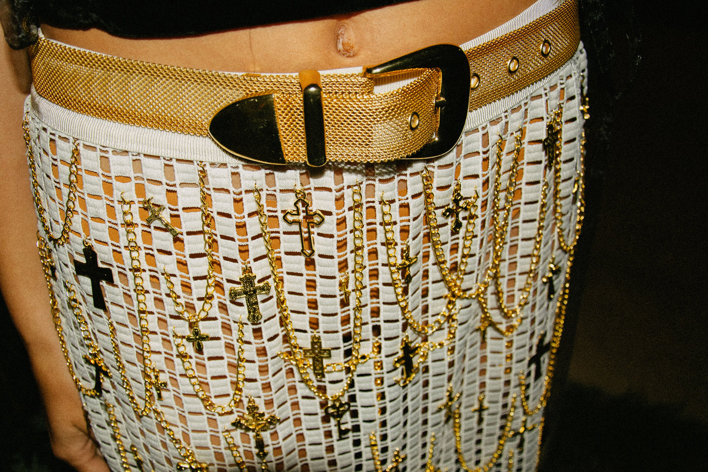 Cross Chain Mini Skirt