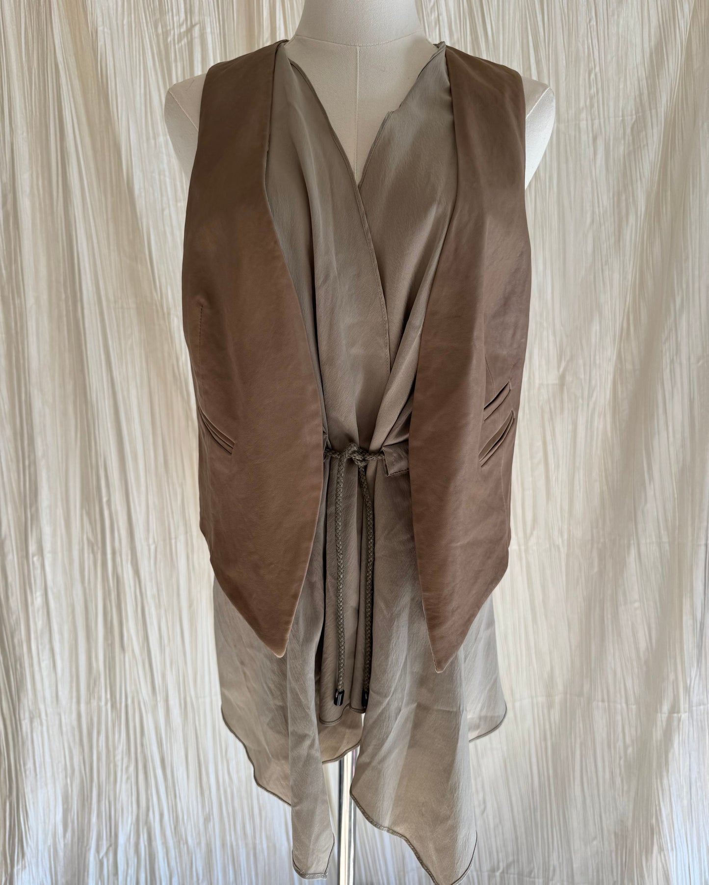 BRUNELLO CUCINELLI Silk & Leather Vest Top