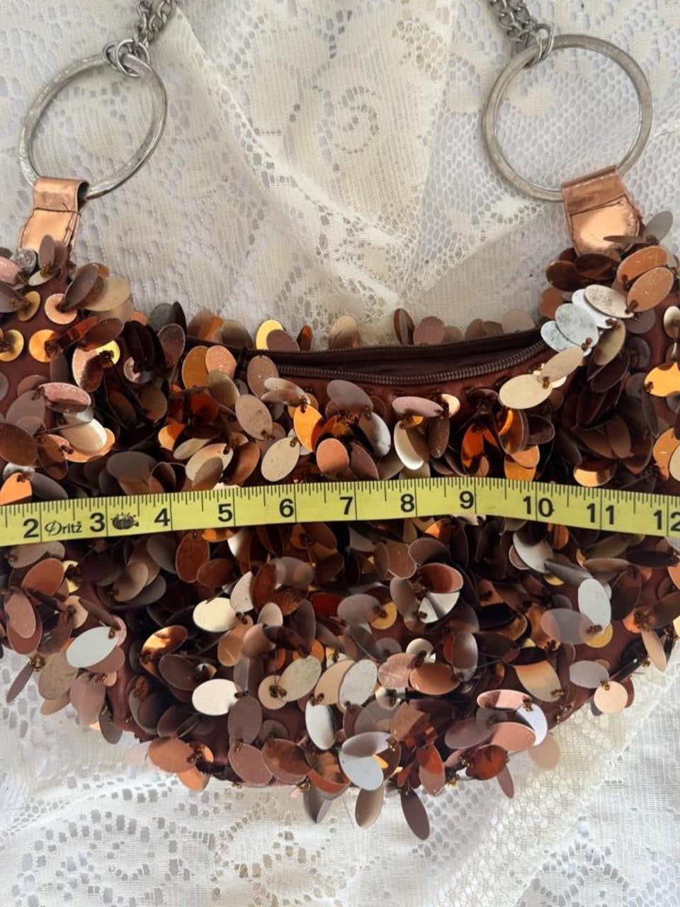 90’s Bronzy Brown Sequin Sparkle Bag