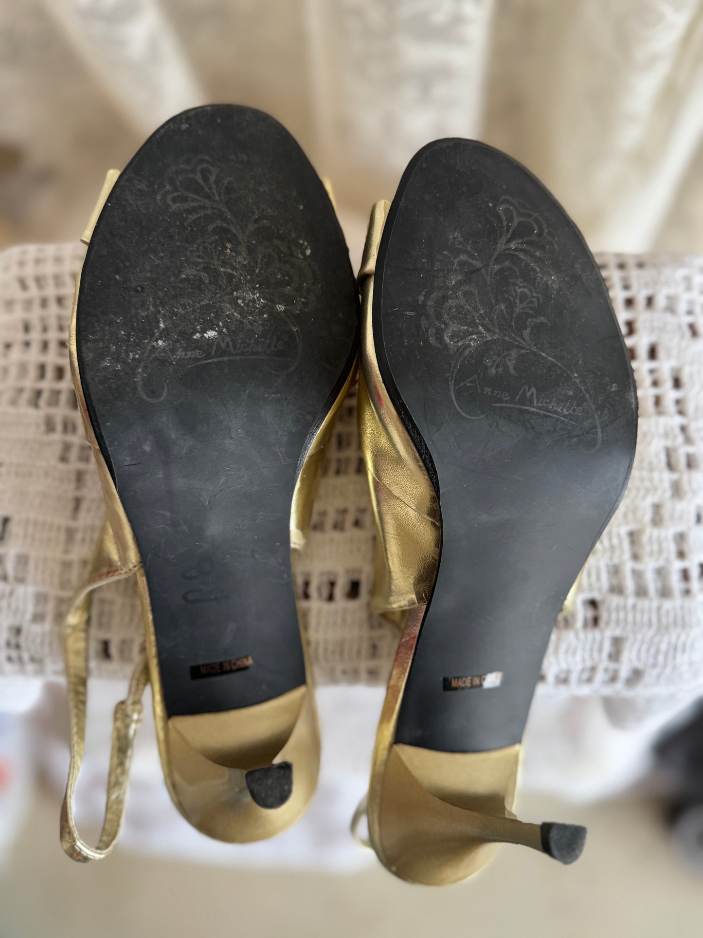 Metallic Gold Slingback Peeptoe Heels