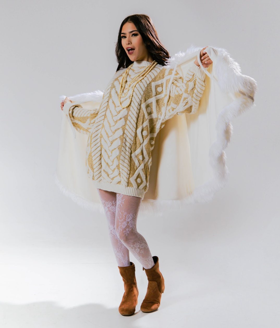 Vintage 80’s Ivory & Gold Knit Jumper