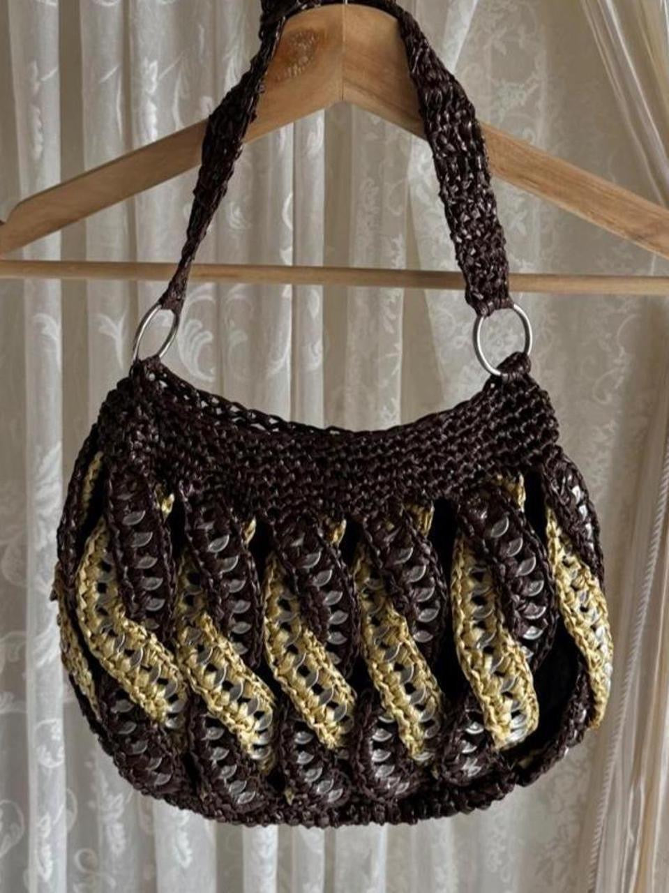 Unique Upcycled Woven Shoulder Bag