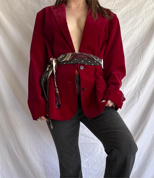 Burgundy Velvet Blazer