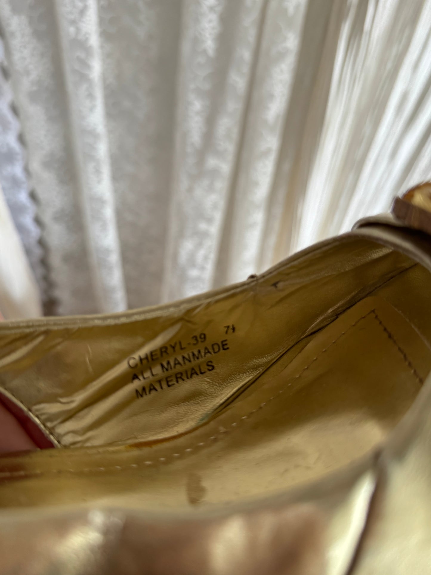 Metallic Gold Slingback Peeptoe Heels