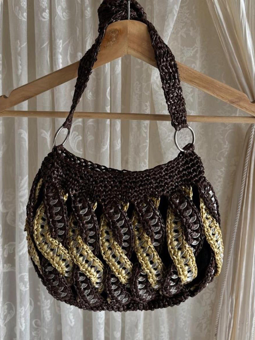 Unique Upcycled Woven Shoulder Bag