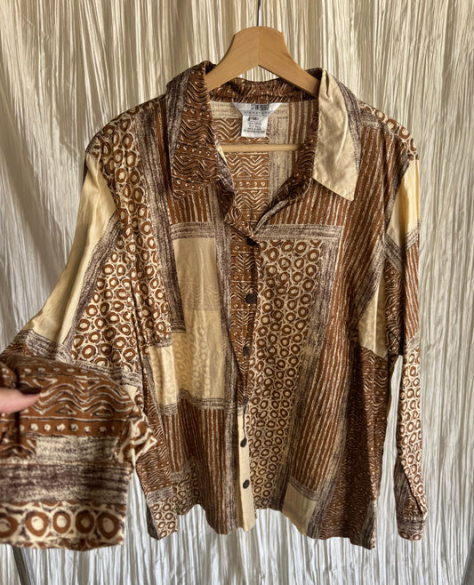 Vintage Patchwork Cotton Button Down