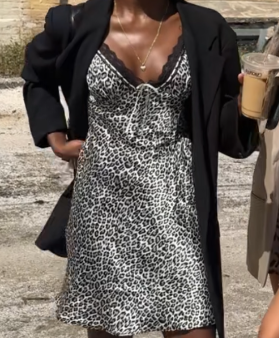 Satin Animal Print Slip