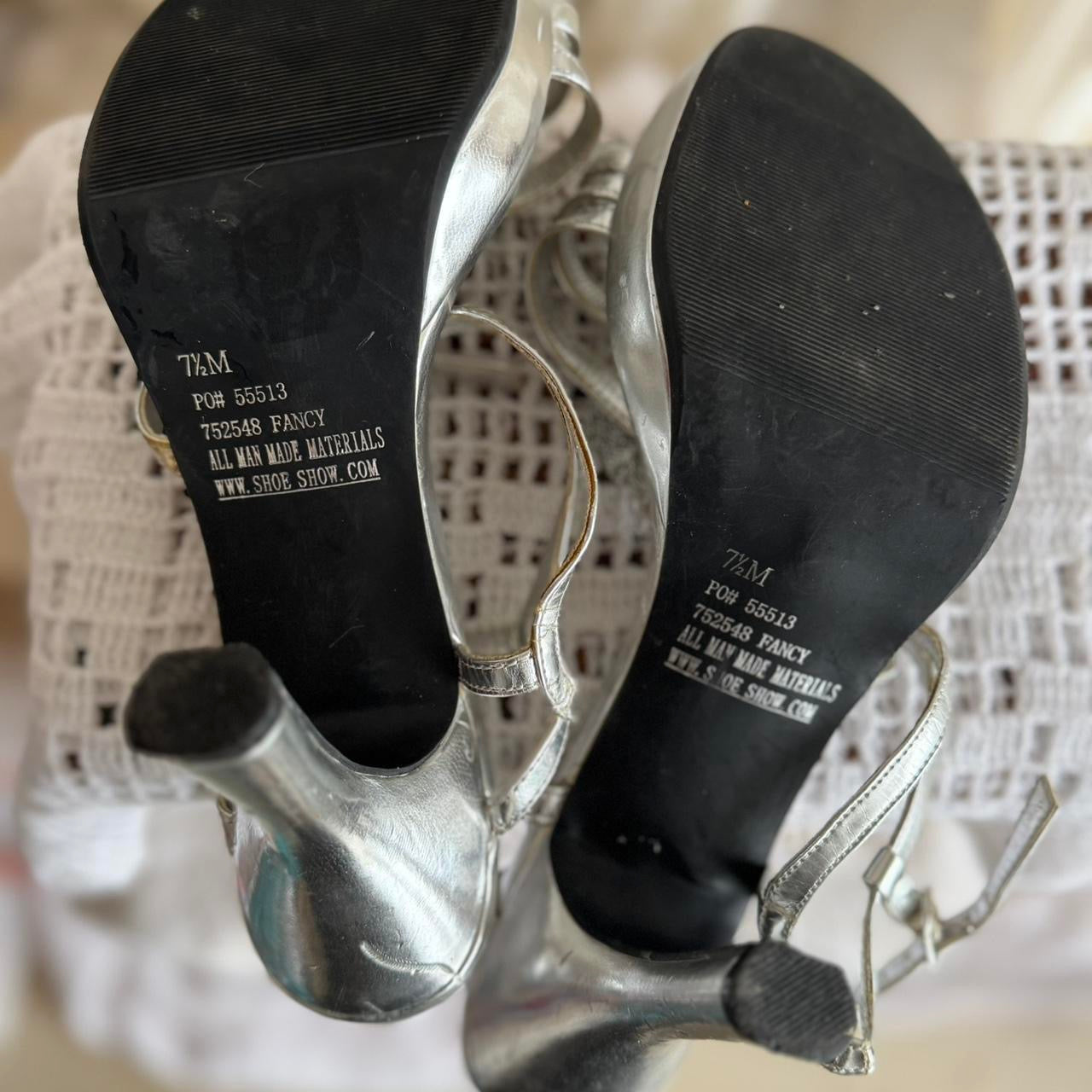 Toria Caliente silver strappy heels