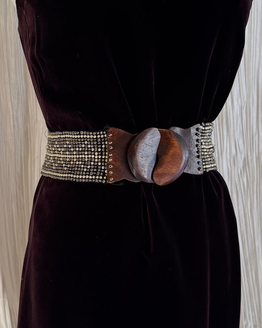 Vintage Wooden Beaded Statement Belt