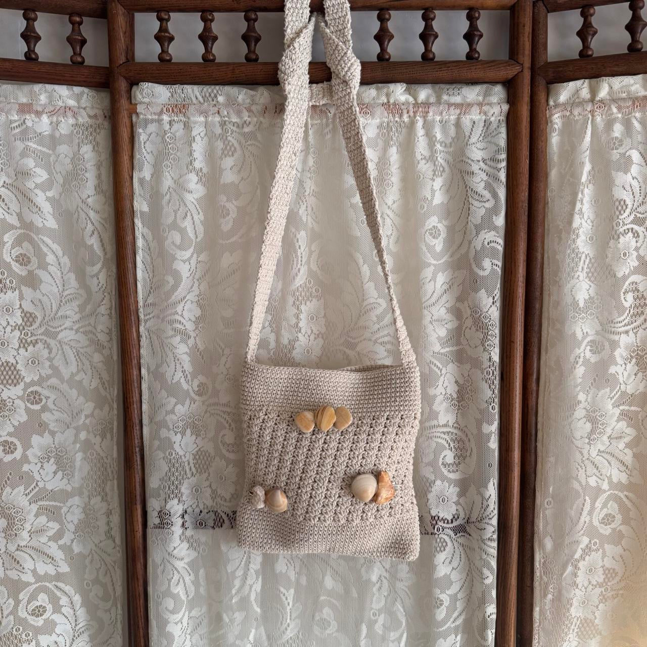 Cream Crochet Crossbody Bag