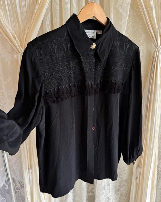 80’s Western Style Fringe Silk Top