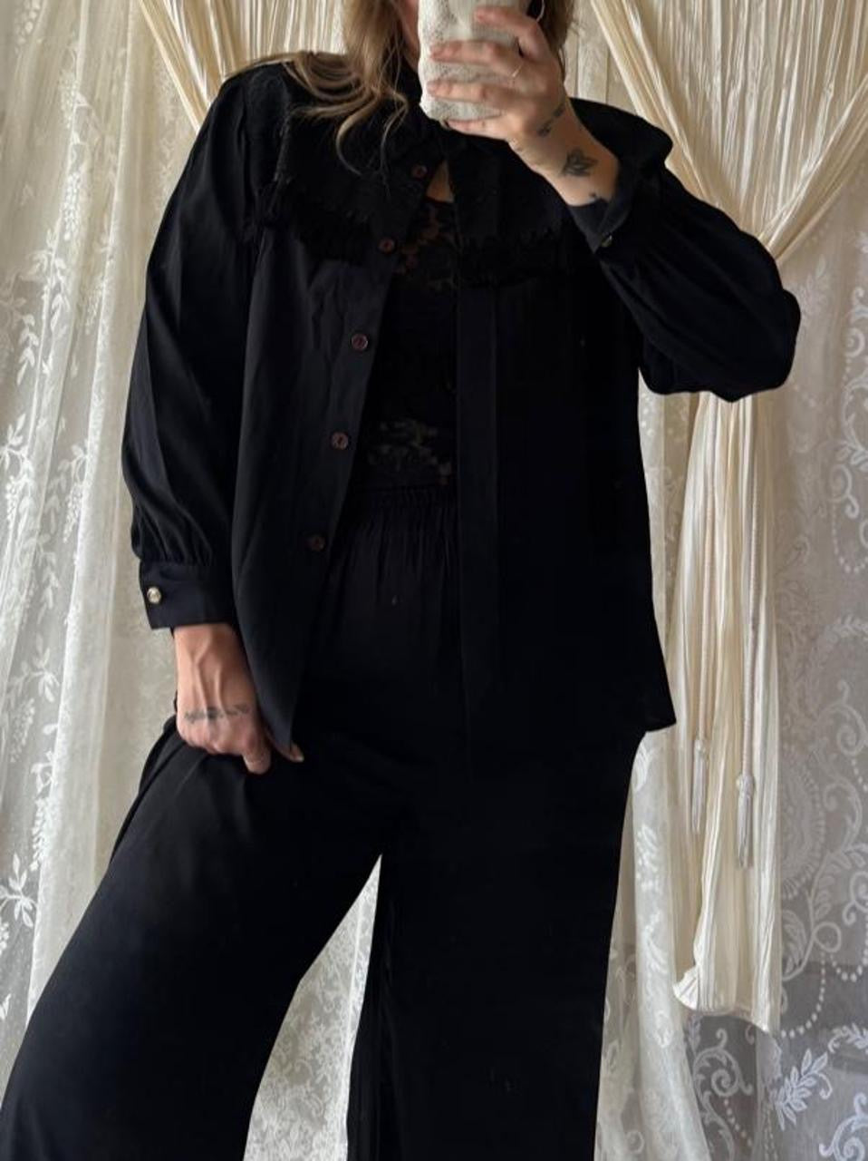 80’s Western Style Fringe Silk Top