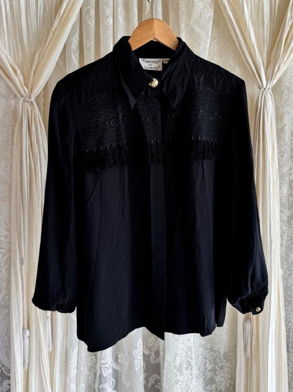 80’s Western Style Fringe Silk Top